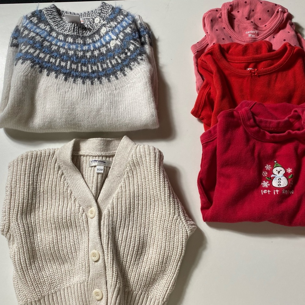 Toddler Girl 18/24 Months Cozy Clothing Bundle Knit Dress Knit Cardigan Bodysuit